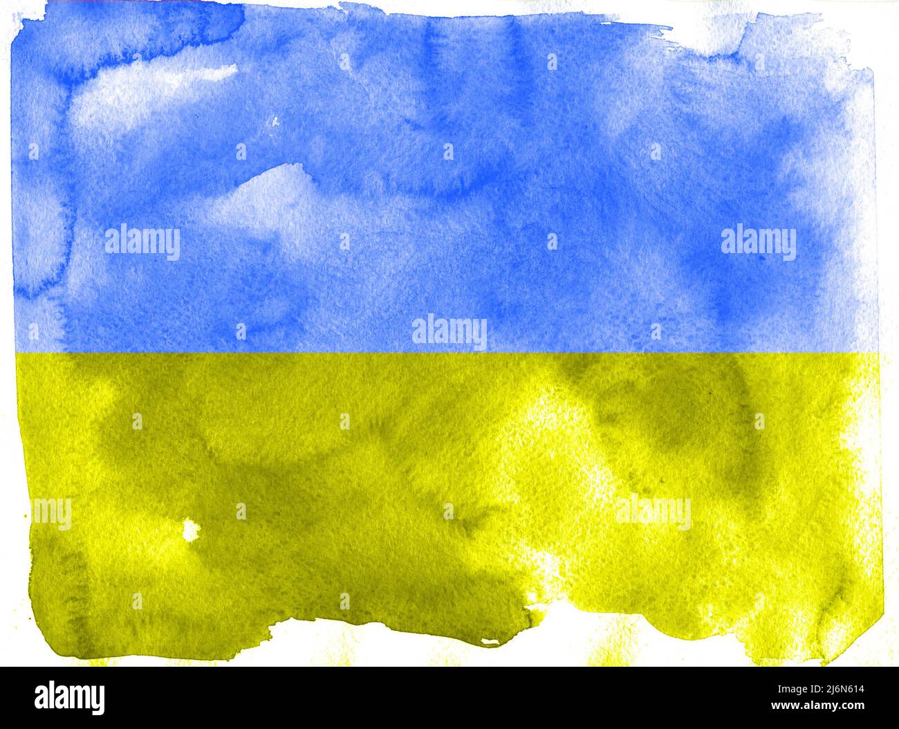 Blue and yellow Ukrainian flag watercolor pattern Stock Photo