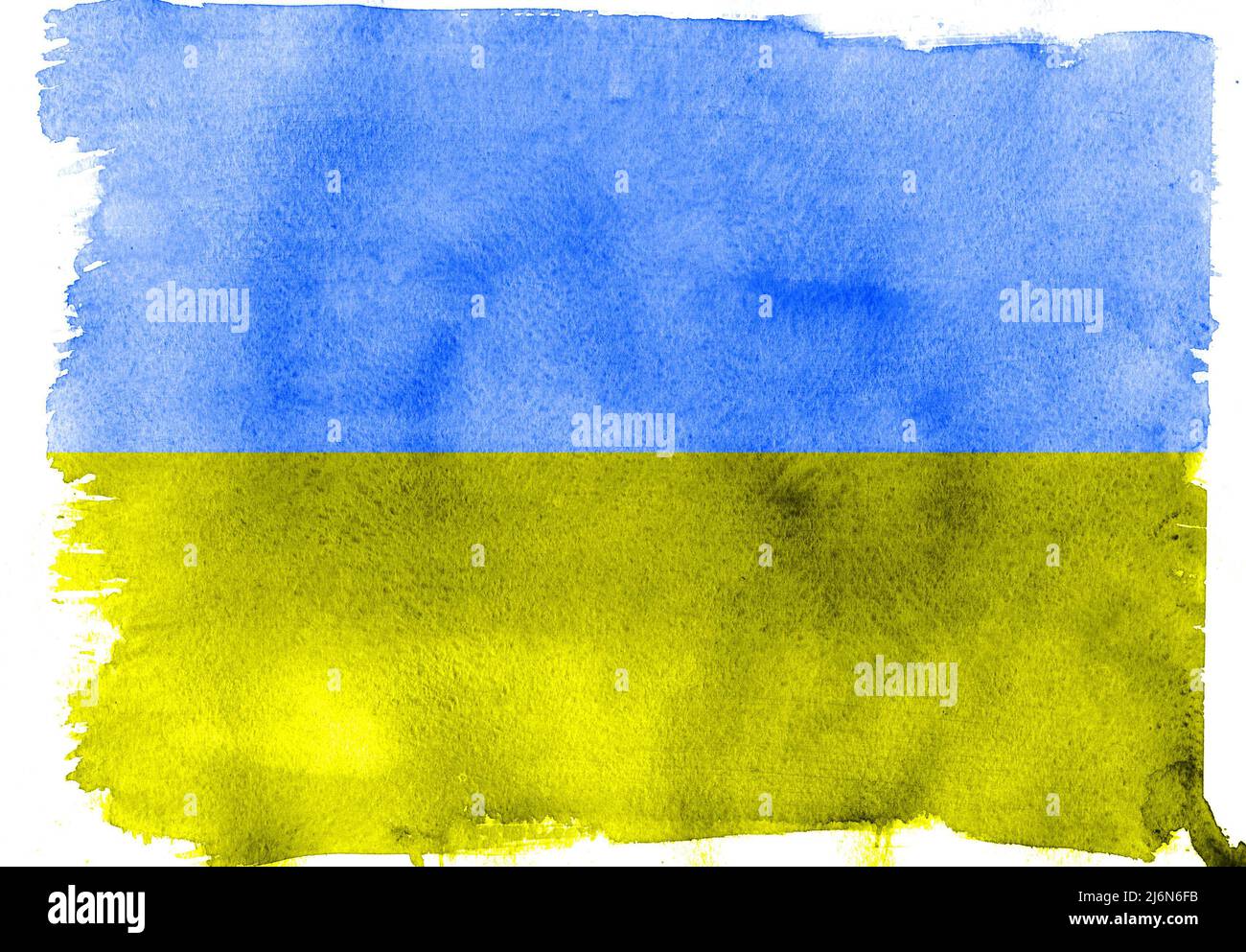 Blue and yellow Ukrainian flag watercolor pattern Stock Photo