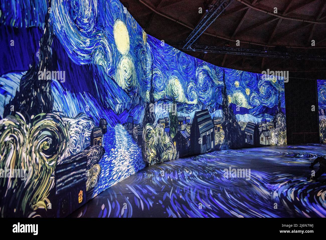 Immersive exhibition about Van Gogh in Las Arenas shopping center (Barcelona, Catalonia, Spain) ESP: Exposición inmersiva sobre Van Gogh en Barcelona Stock Photo