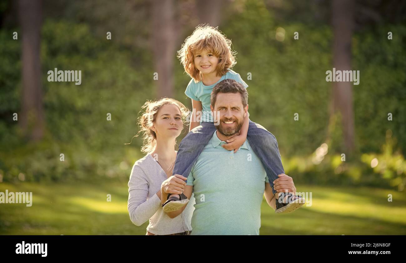 We are happy being a family of three. Happy family with boy child Stock Photo