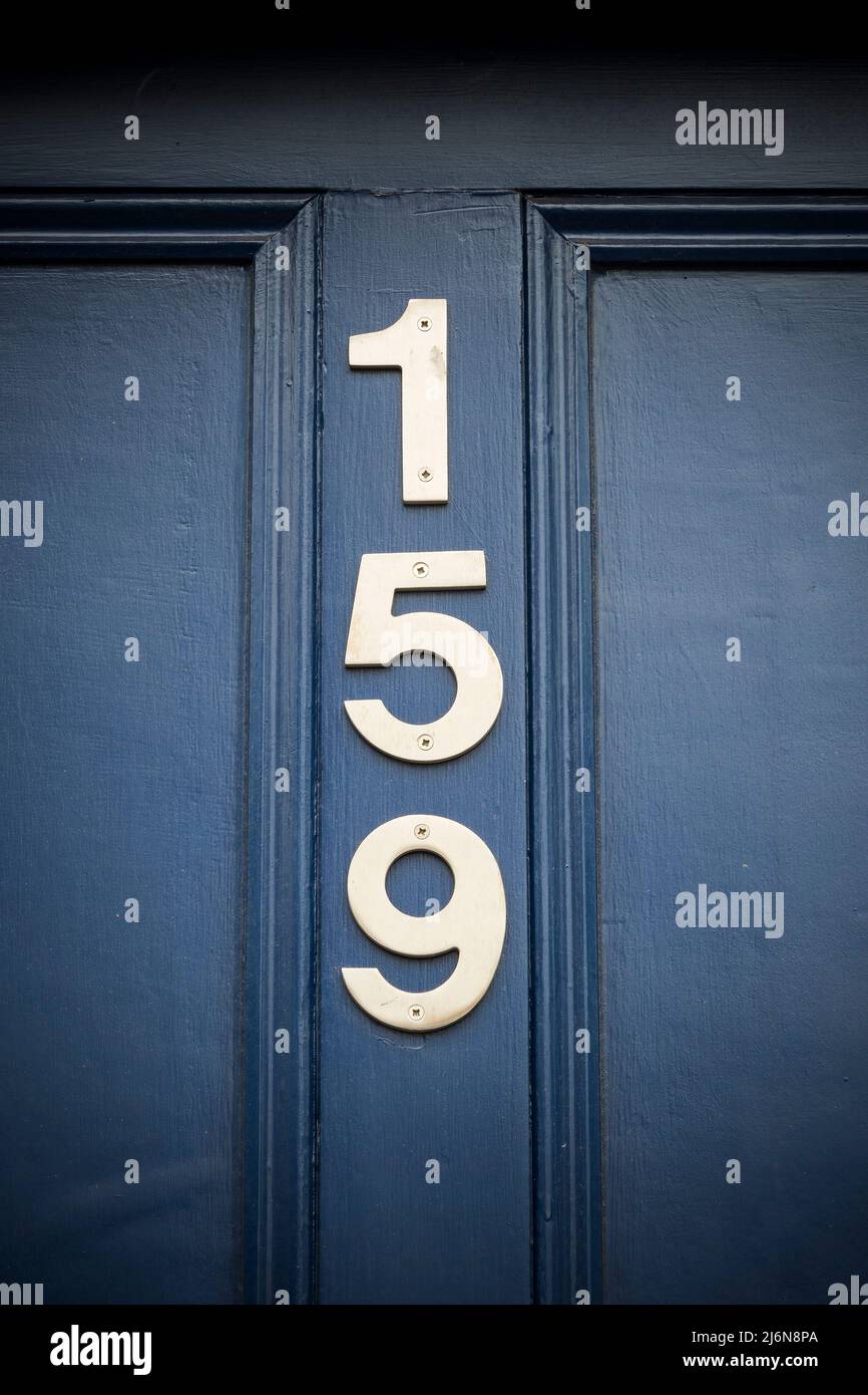 Number one hundred and fifty nine on doorway Stock Photo