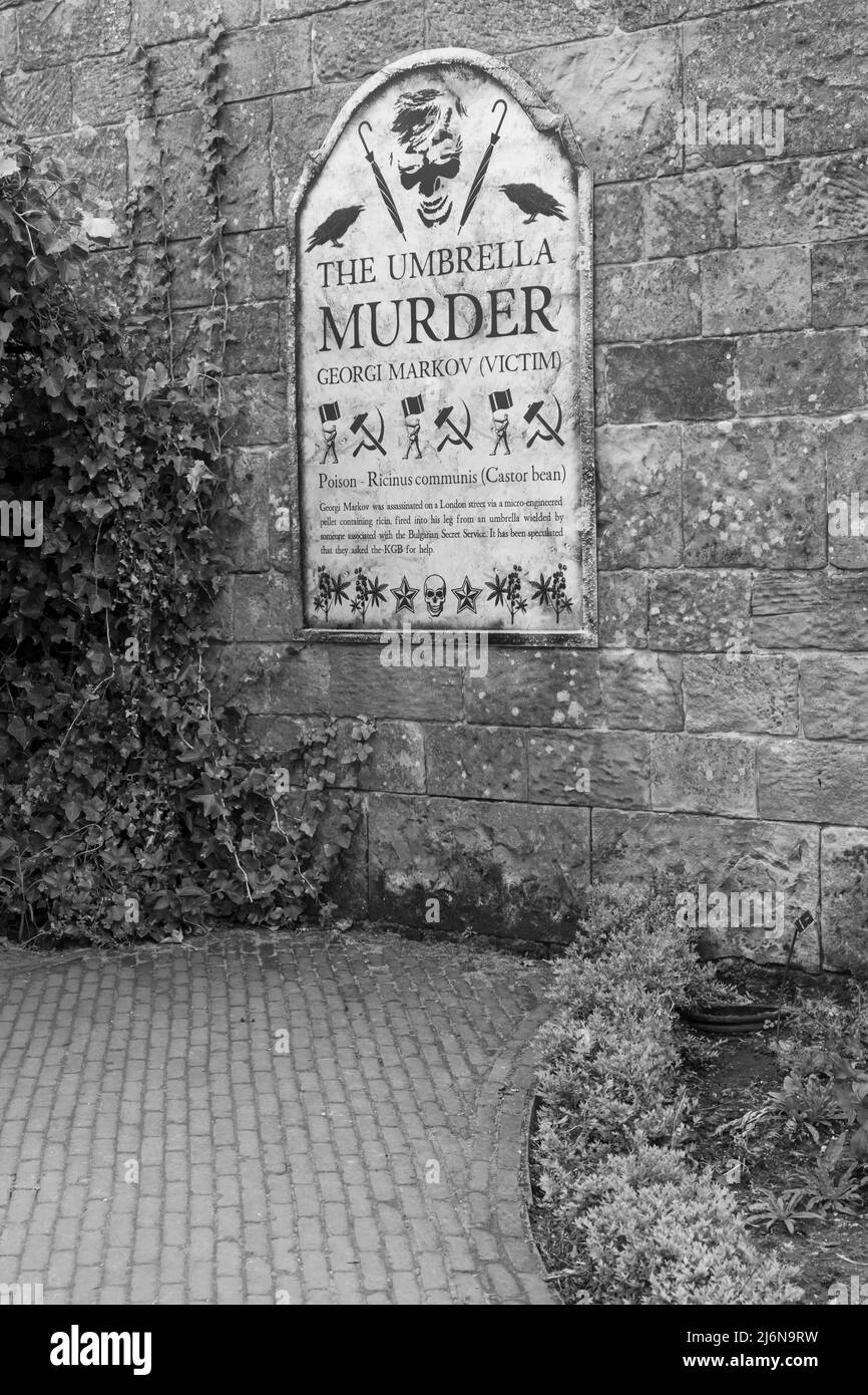 details of The Umbrella Murder in The Poison Garden in Alnwick Gardens at Alnwick, Northumberland UK in April Stock Photo