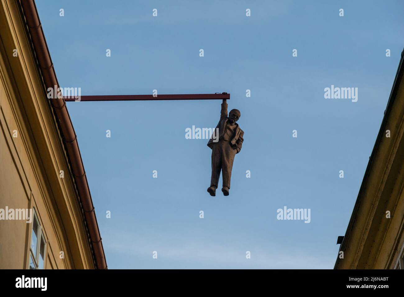 Viselec, hanging statue of Sigmund Freud at Prague Stock Photo