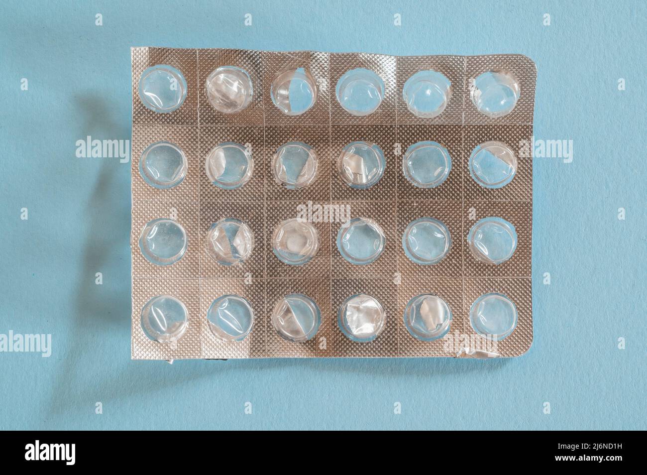 Empty box of pills on the table Stock Photo