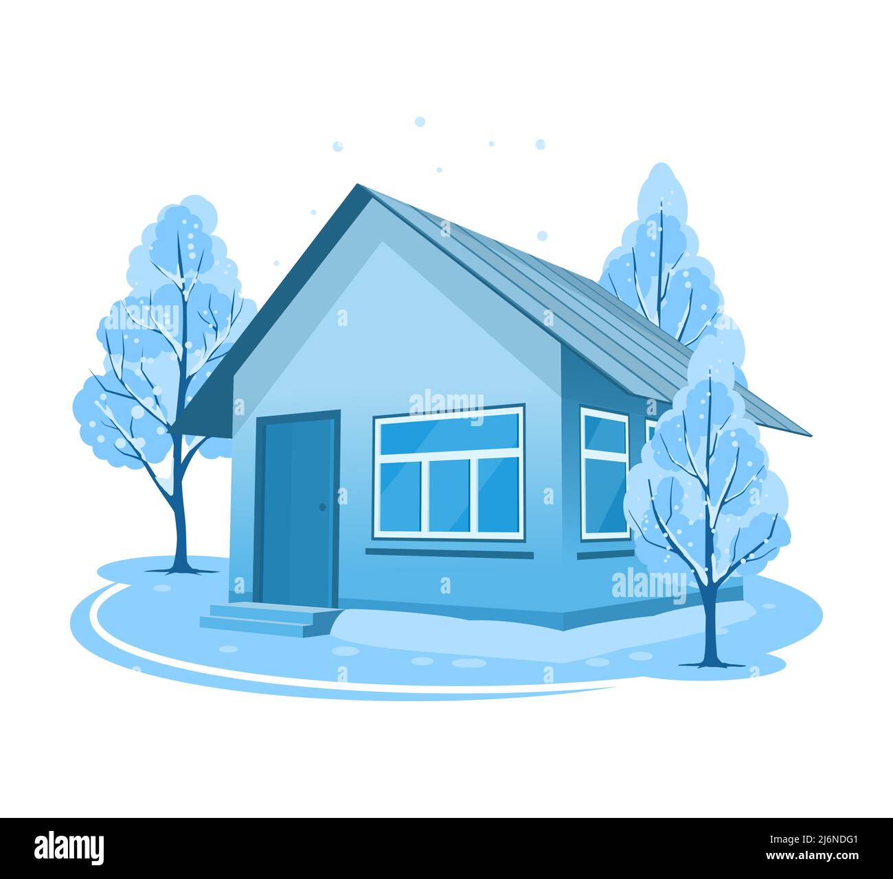 Winter landscape. House surrounded by trees Stock Vector Image & Art ...