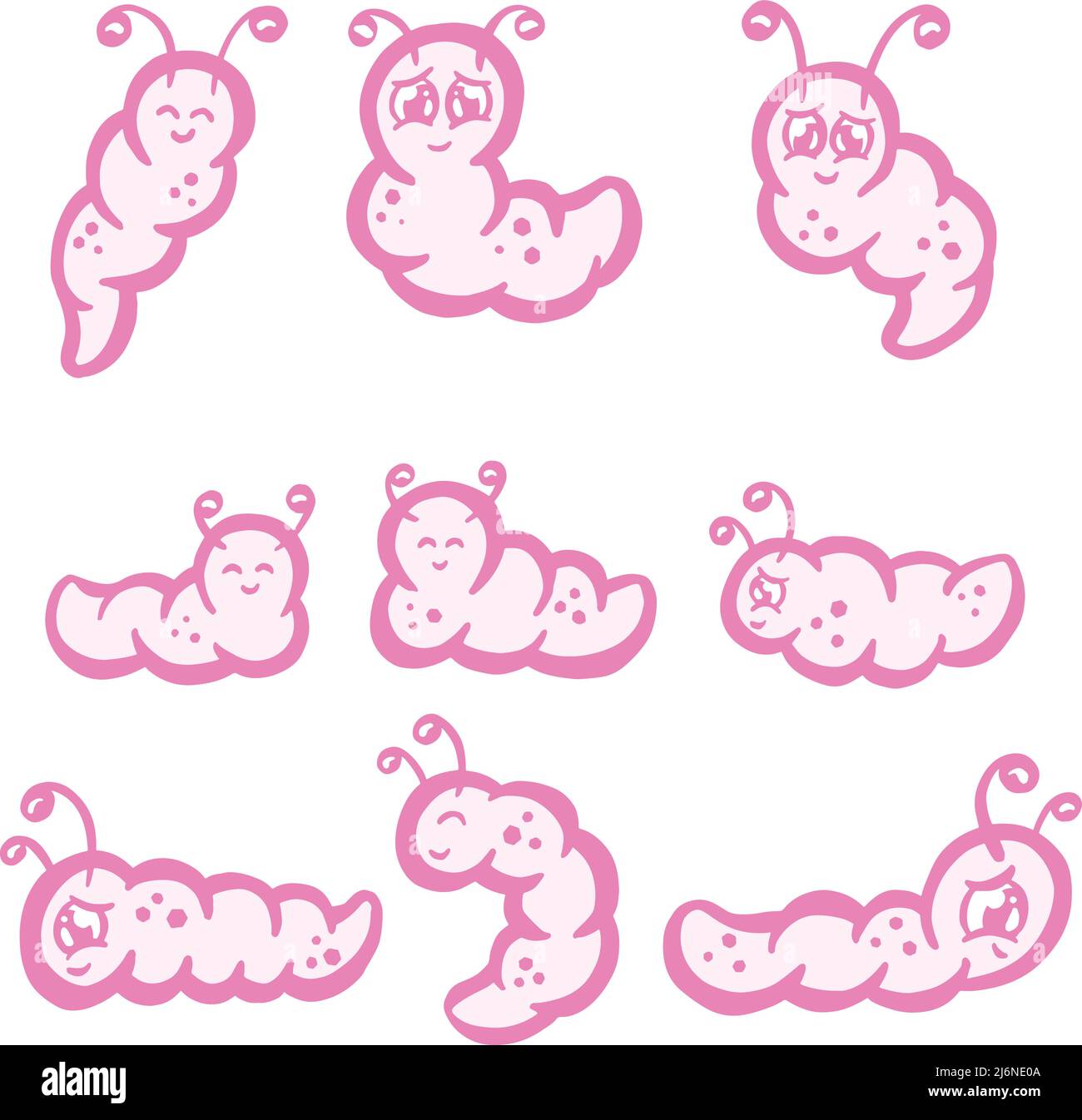 Wiggly Grub Caterpillar Type Cartoon Character Illustration Stock Vector