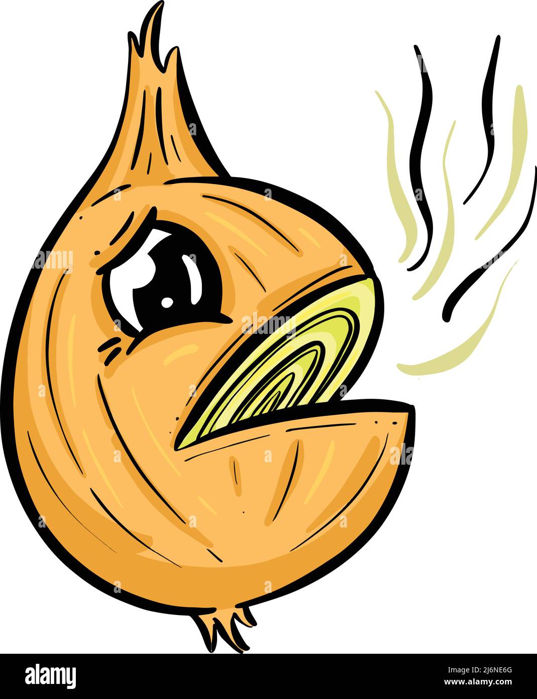 Stinky Cut Onion Makes You Cry from the Smell Cartoon Illustration