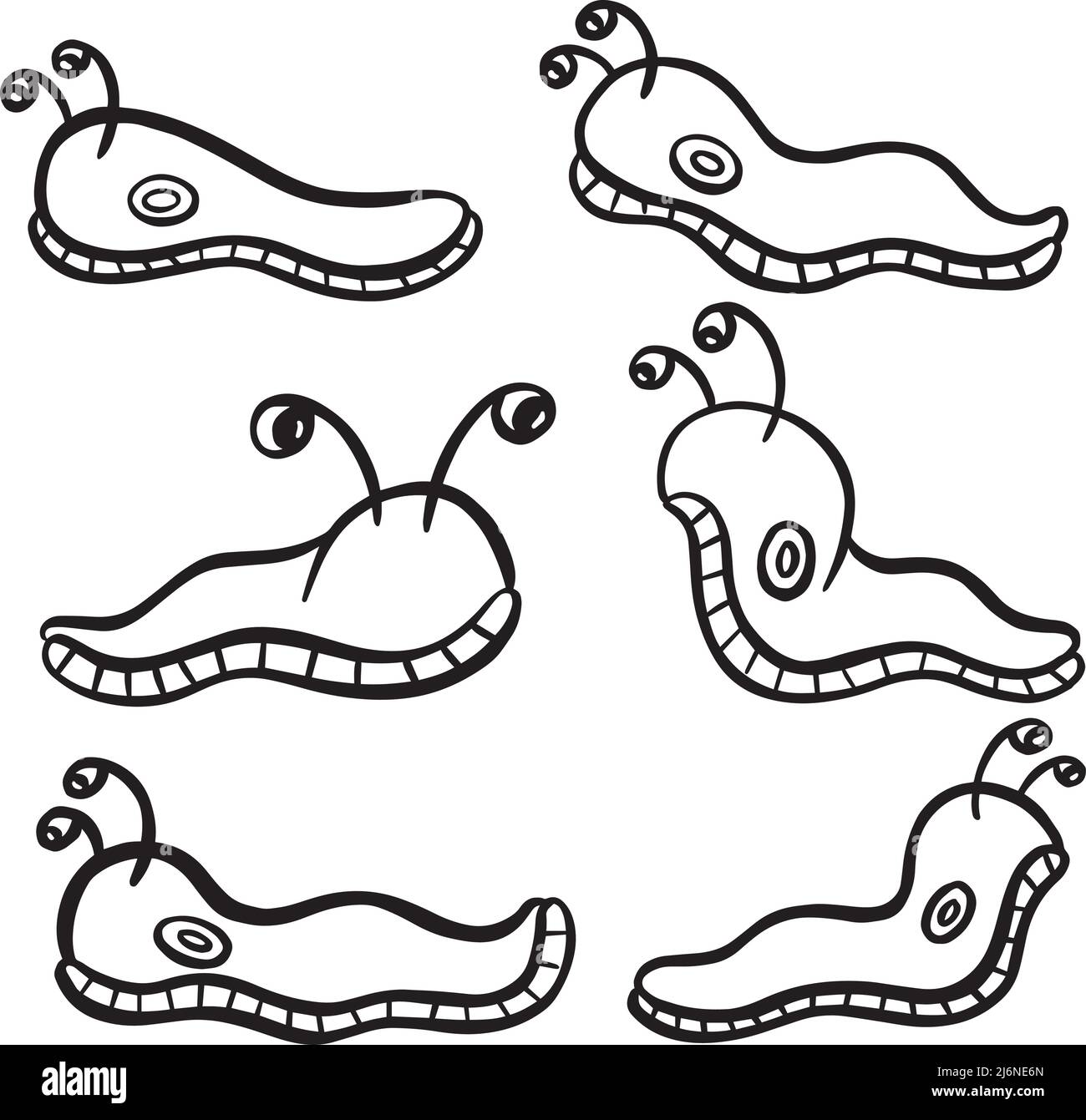 Cartoon Funny Slugs Collection Illustration in Vector Stock Vector