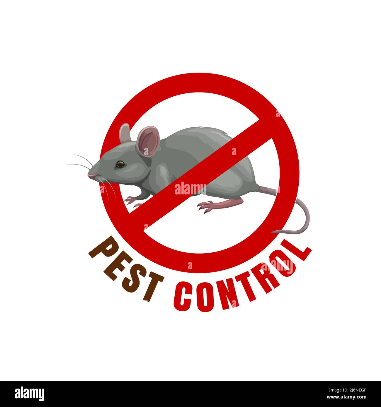 Mouse sign, pest control icon for deratizaion and rodents disinfection, vector. Mouse and rats pest control stop sign, domestic extermination and disinfestation service against vermin and rodents Stock Vector