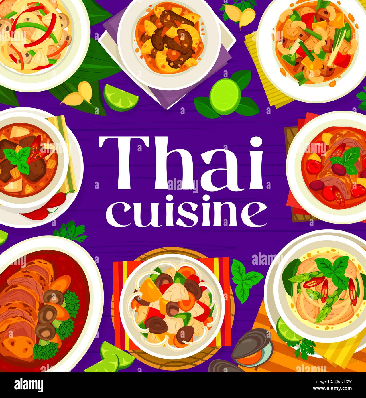 Thai cuisine menu cover template for restaurant, Thailand dishes and