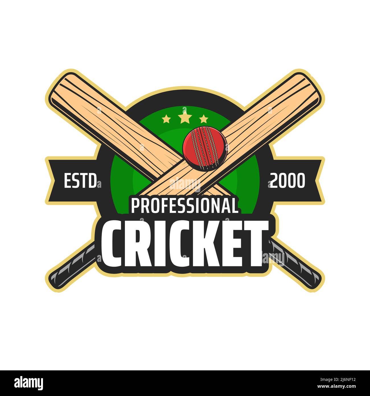 Cricket sport icon with crossed bats and ball. Professional sport team ...