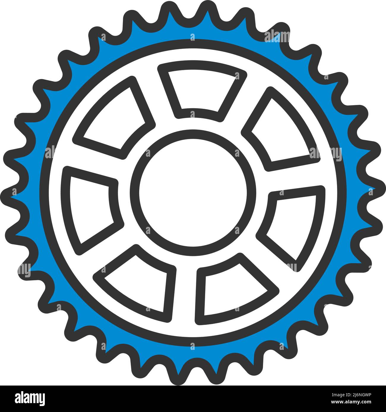 Bike Gear Star Icon. Editable Bold Outline With Color Fill Design. Vector Illustration. Stock Vector