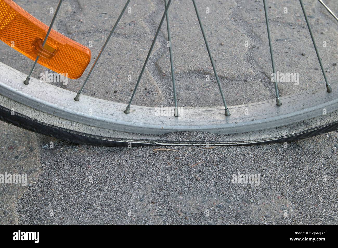 flat tyre on bike