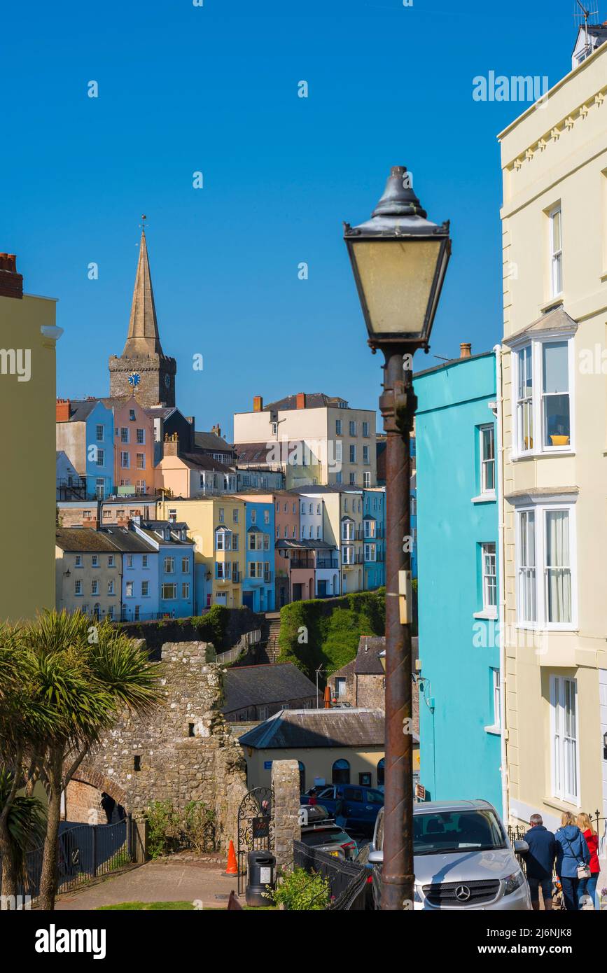 Pembrokeshire property, view of colourful houses in the historic