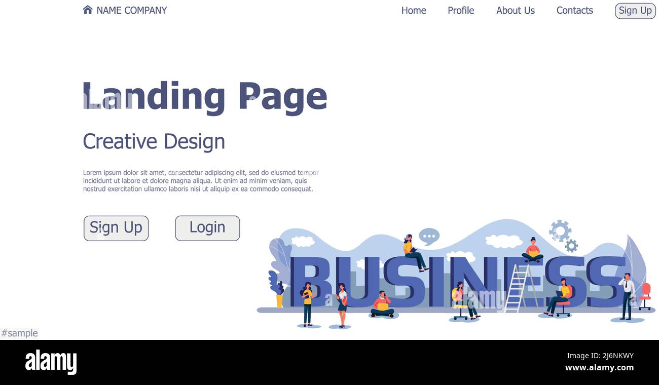 Website landing page business concept design concept - Vector ...
