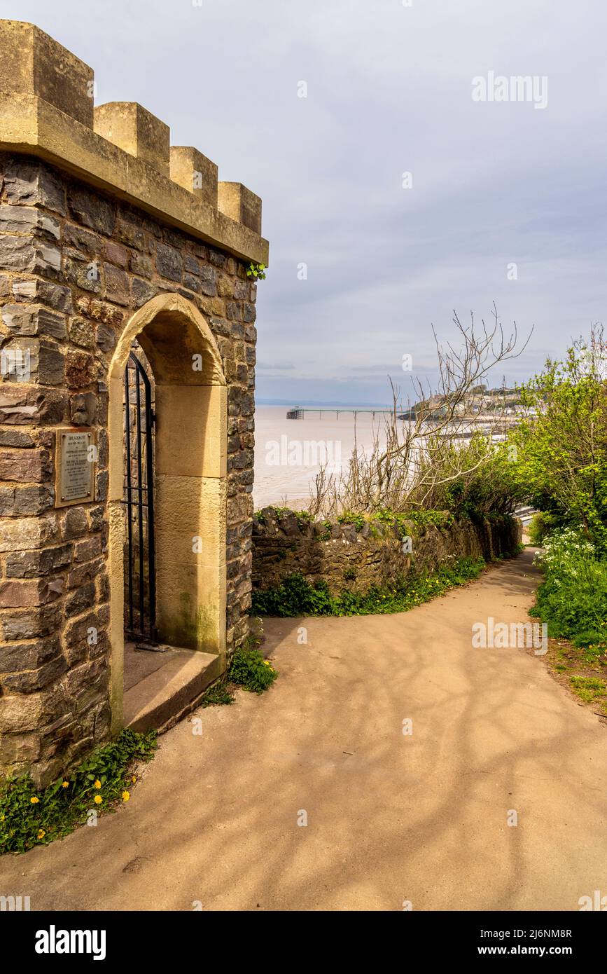 The Sugar Lookout overlooking Clevedon and the Severn Estuary, North Somerset Tidal Path, England Stock Photo
