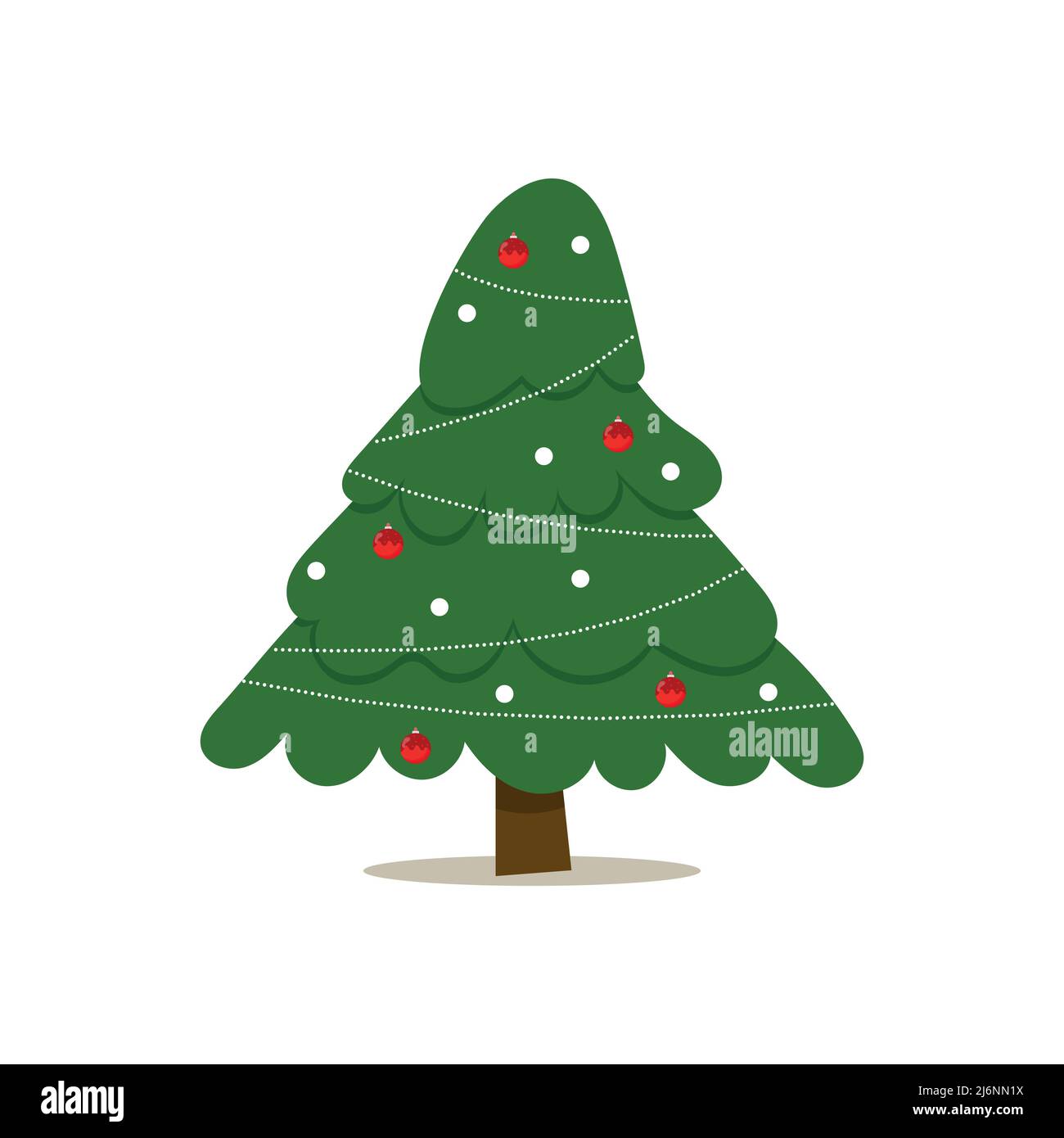 Christmas tree with tree ball and tree toy. Flat vector illustration ...