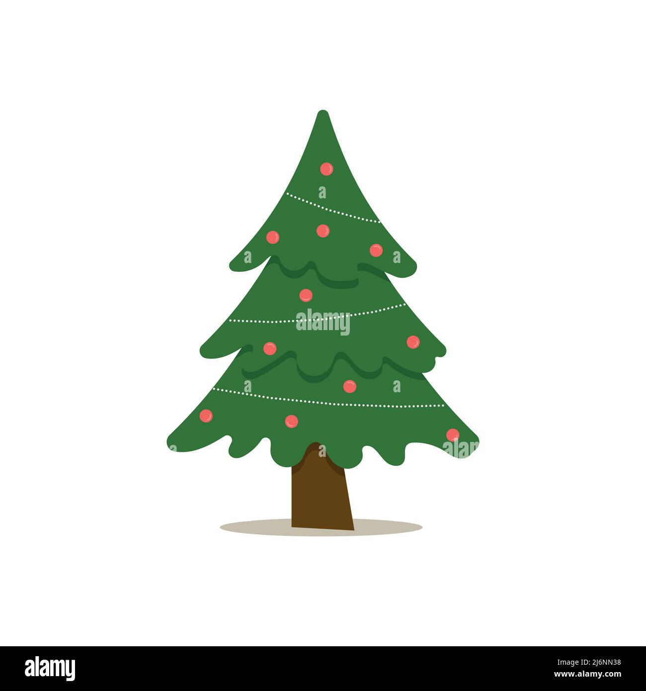 Christmas tree with tree ball and tree toy. Flat vector illustration ...