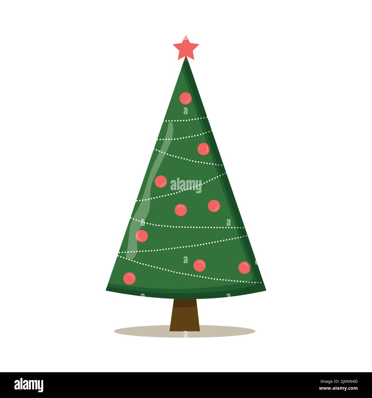 Christmas tree with tree ball and tree toy. Flat vector illustration ...