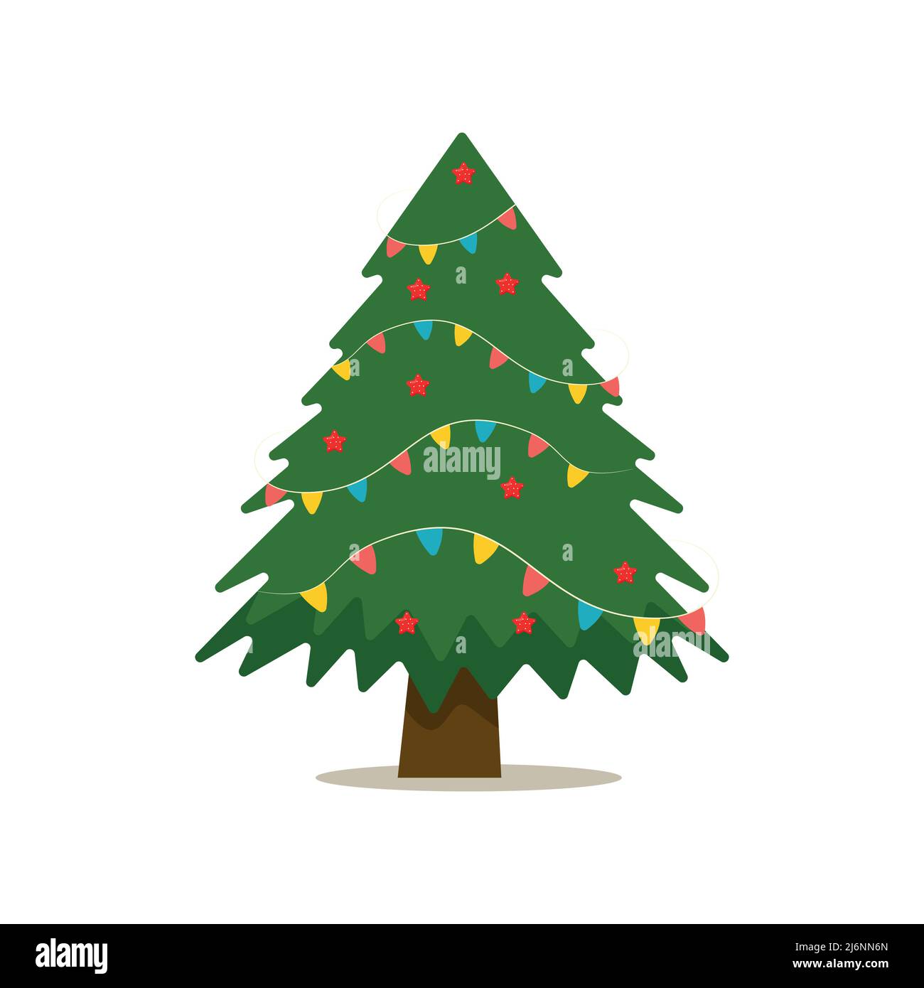 Christmas tree with tree ball and tree toy. Flat vector illustration ...