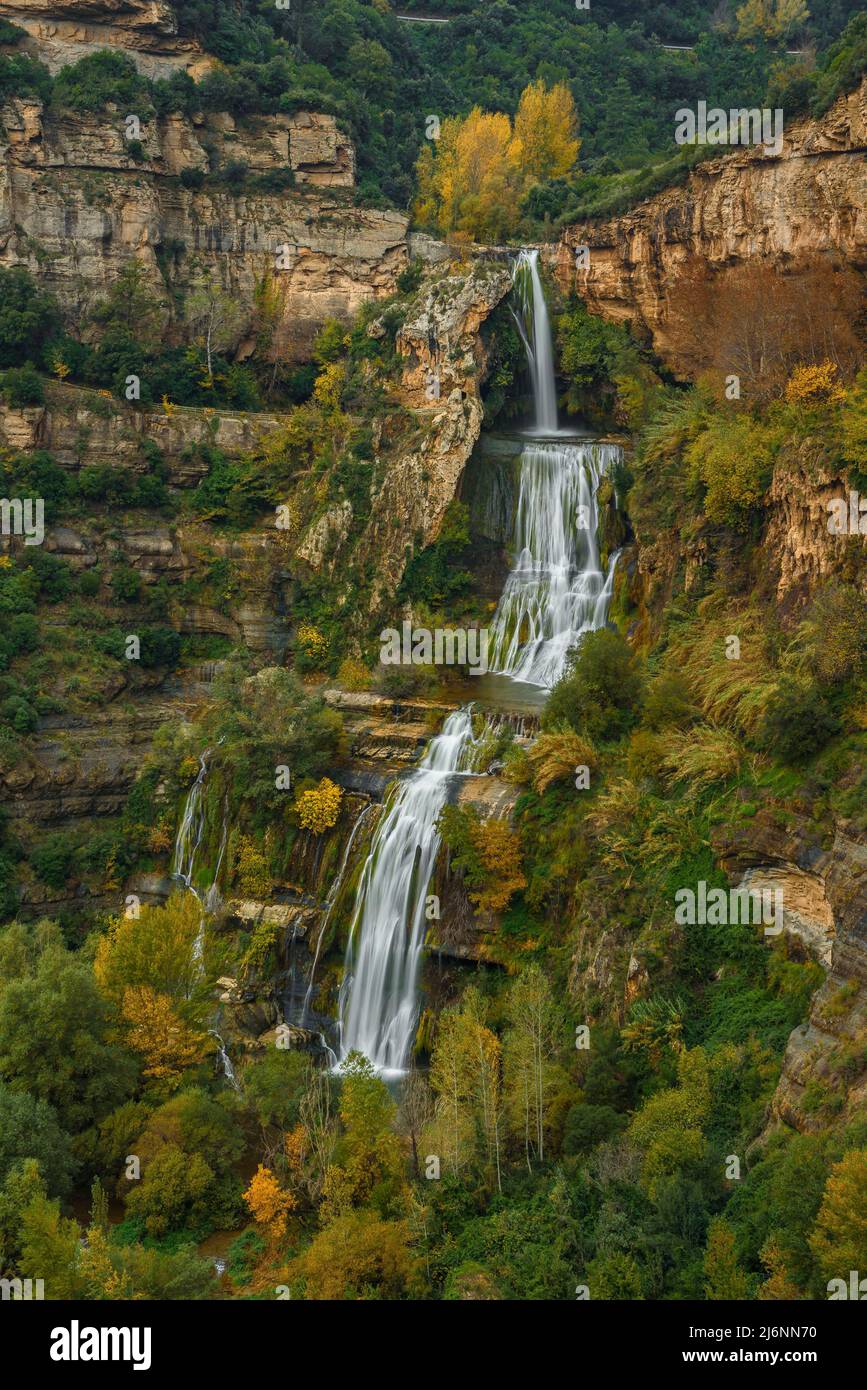 Sant Miquel del Fai sanctuary and waterfalls in autumn (Barcelona
