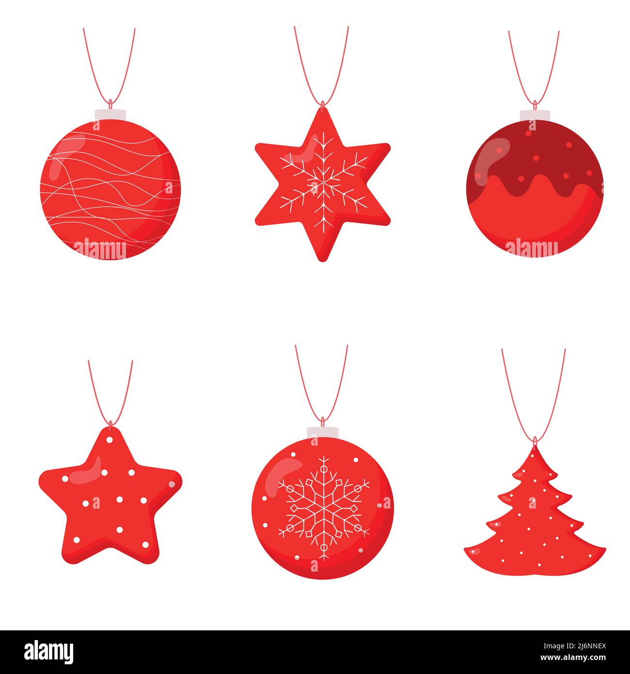 Cute set of christmas tree balls. Flat vector illustration Stock Vector ...