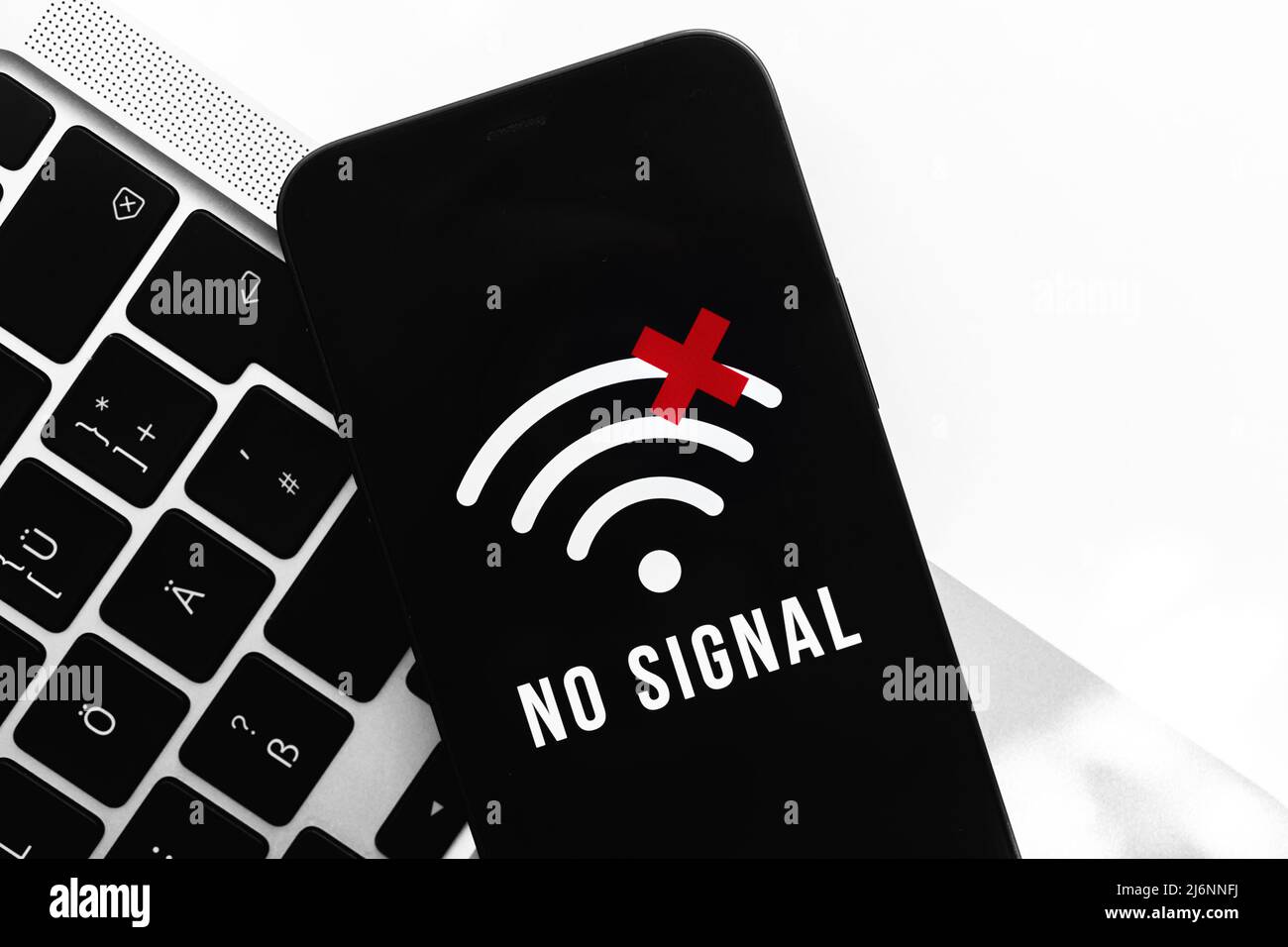 Mobile phone with no signal no service screen. Communication, cellular