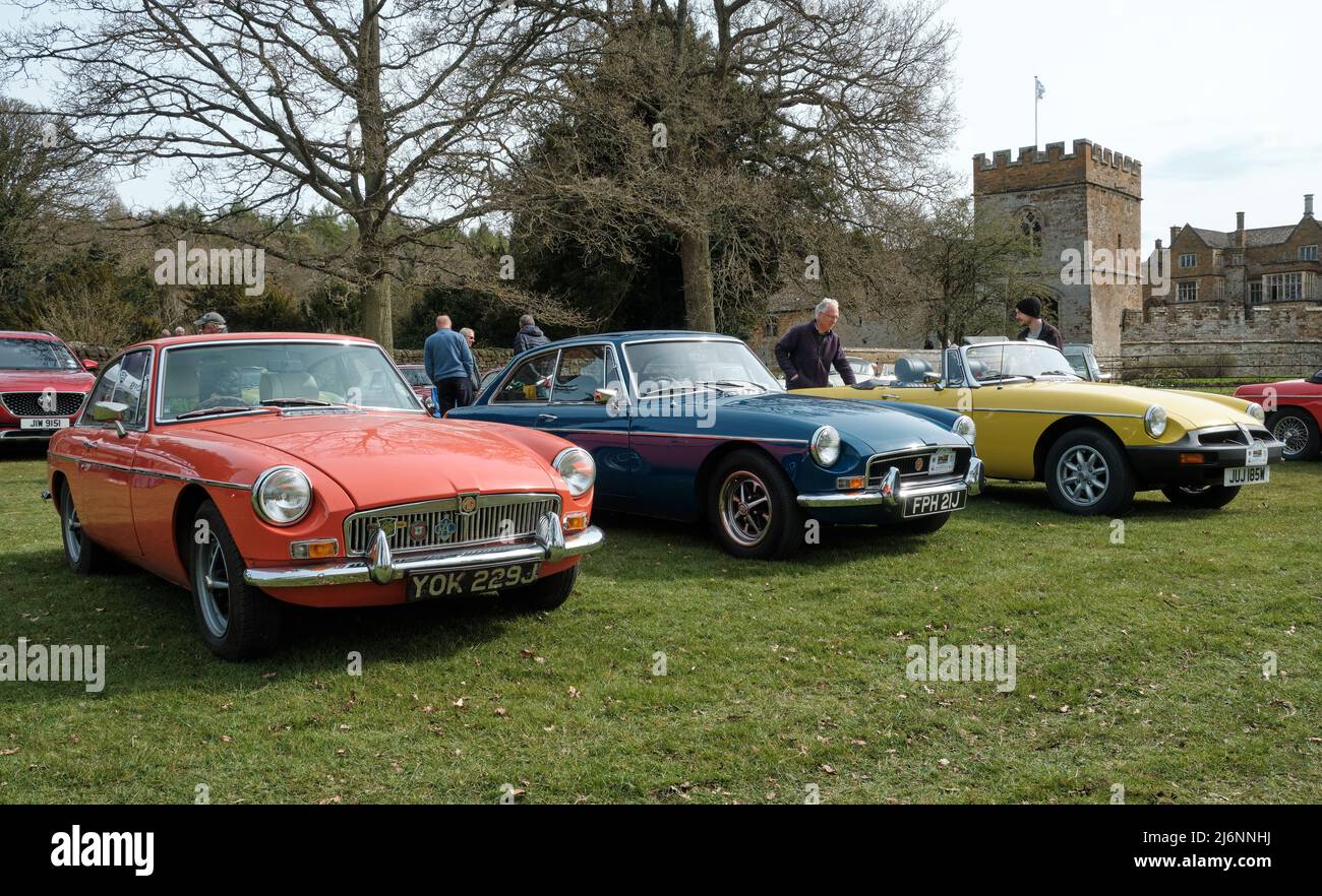 Classic MGB Sports Cars Stock Photo