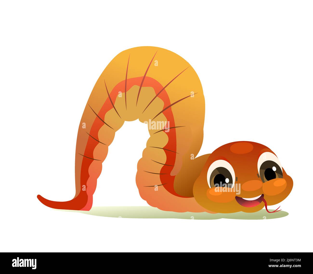 Cheerful baby snake crawling. Cartoon style illustration. Cute childish character. Isolated on white background. Vector Stock Vector