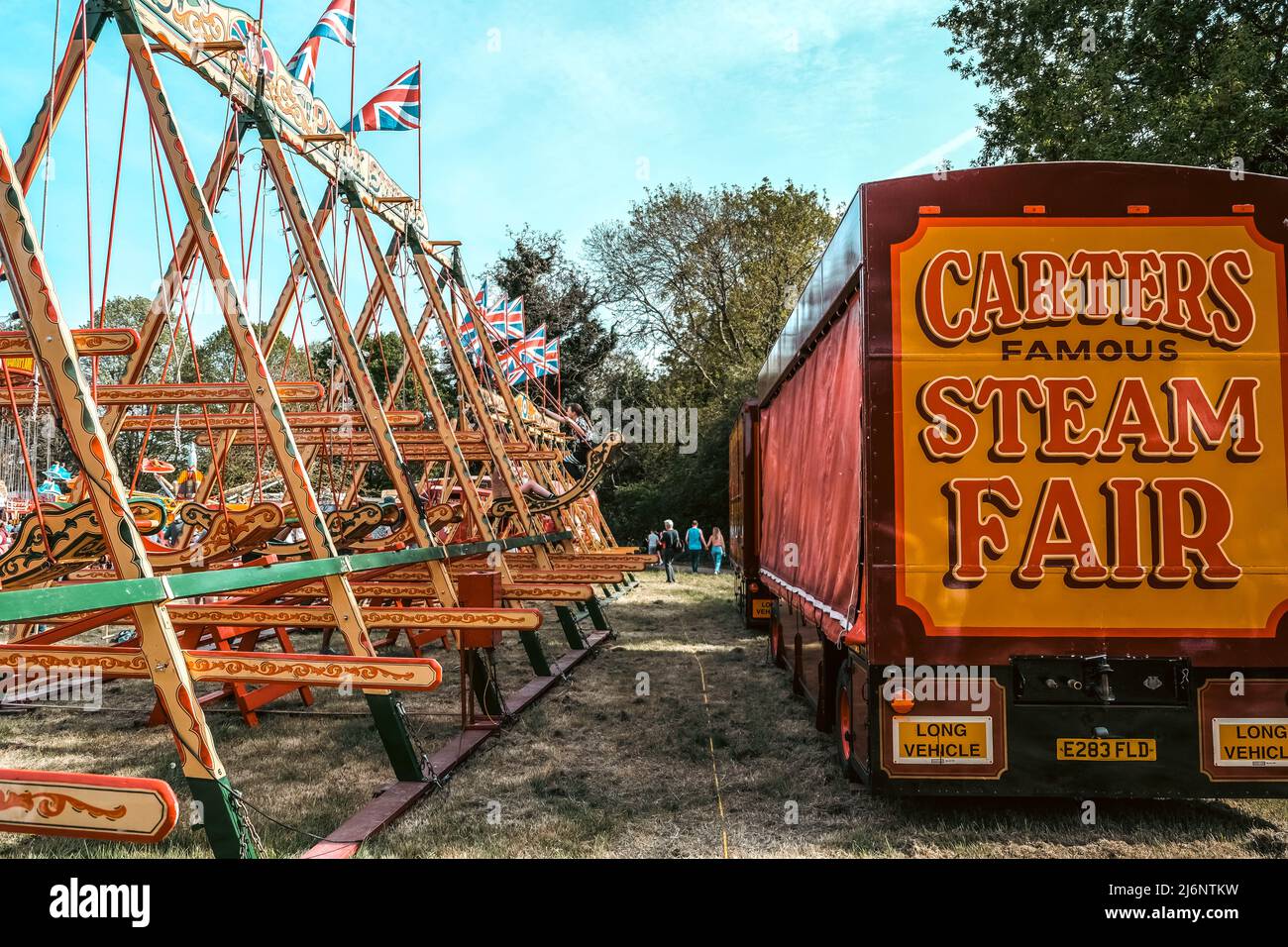 Carters Steam Fair is a traditional English travelling funfair with rides dating from the 1890s to the 1960’s. Stock Photo