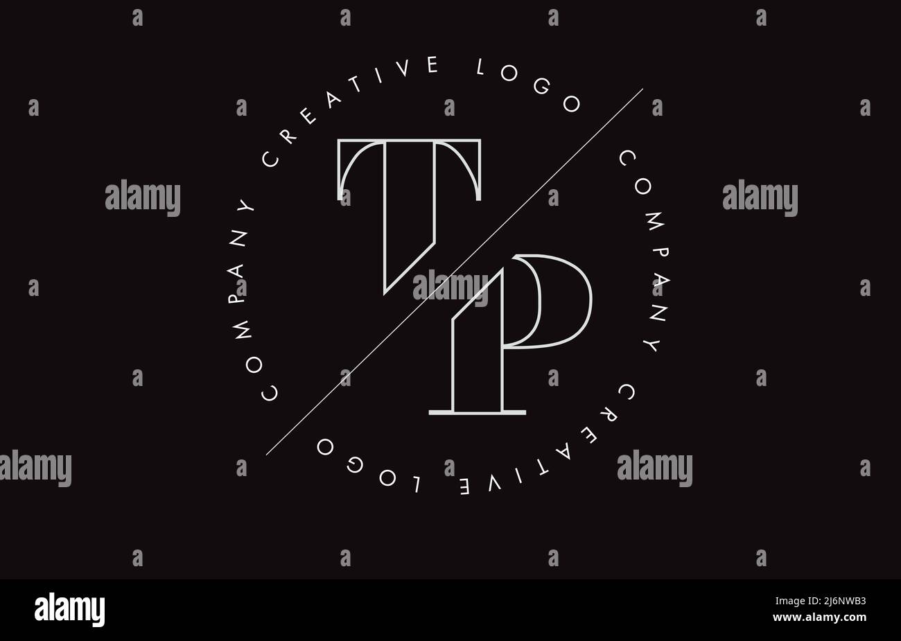 White Outline Tp T P Letter Logo With Cut And Intersected Design And Round Frame Vector Illustration With Monogram Design And Written Circle Stock Vector Image Art Alamy
