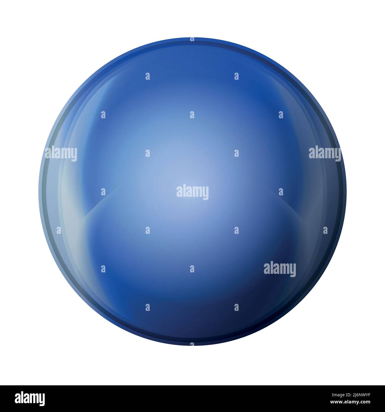 Glass blue ball or precious pearl. Glossy realistic ball, 3D abstract vector illustration highlighted on a white background. Big metal bubble with Stock Vector