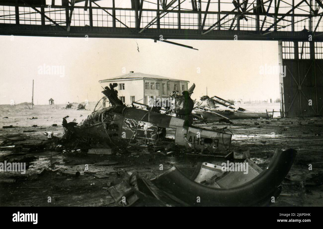 WWII WW2 german soldiers invades URSS - 28 august 1942, wehrmacht - Operation Barbarossa - Voronezh Russia - airport Stock Photo