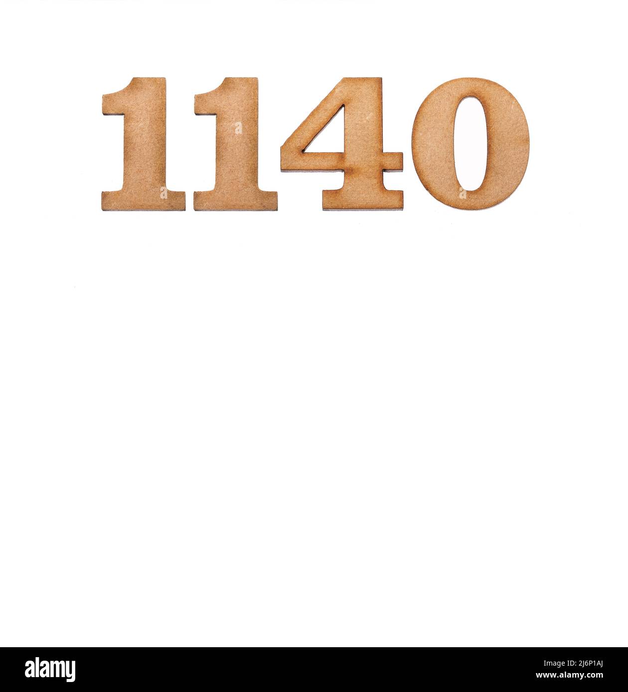 Number 1140 - Piece of wood isolated on white background Stock Photo