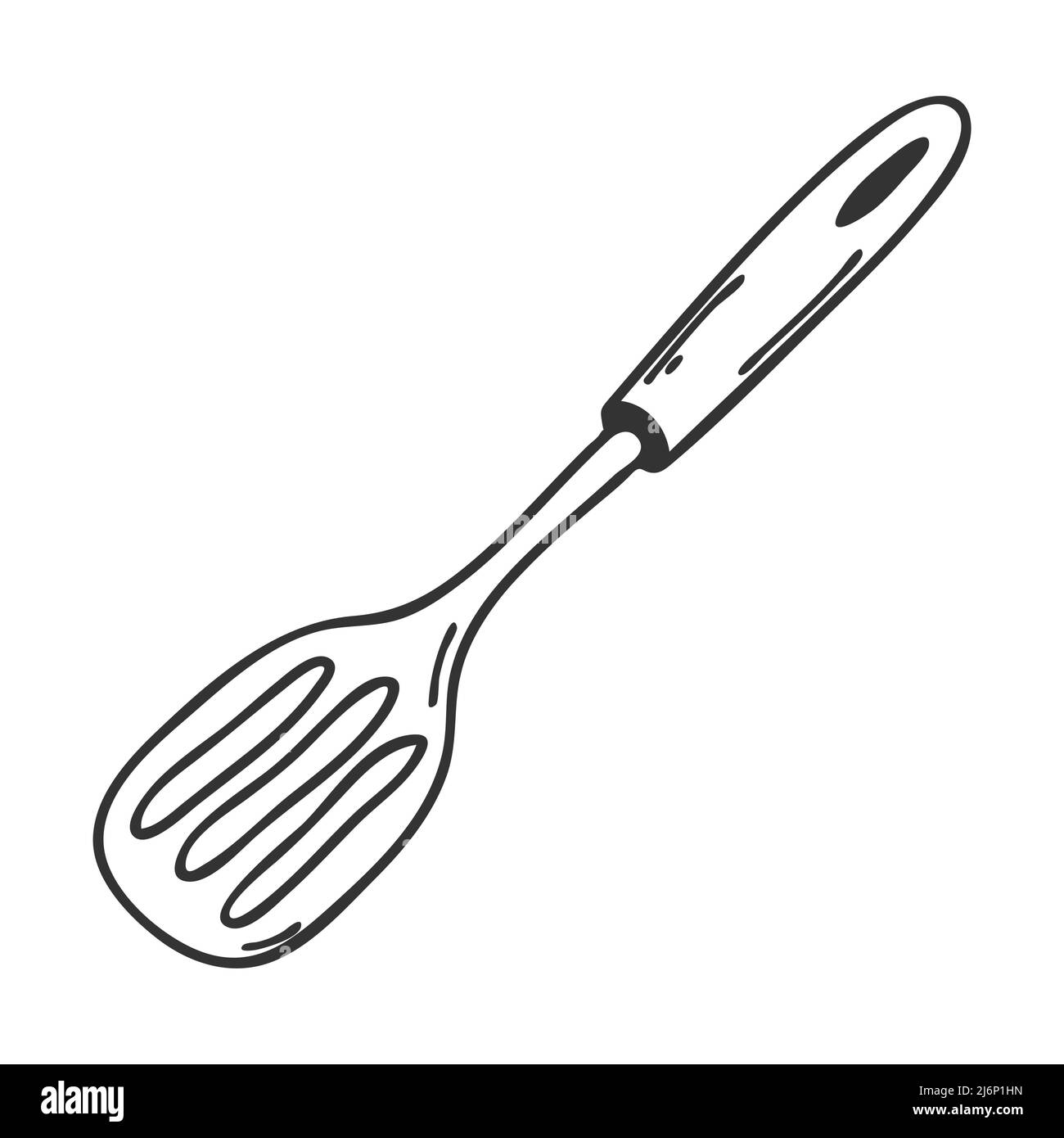 Culinary scoop. Tableware. Kitchen accessories, cooking utensils. Design element for menu design, recipes, and food packaging. Hand drawn and isolated Stock Vector