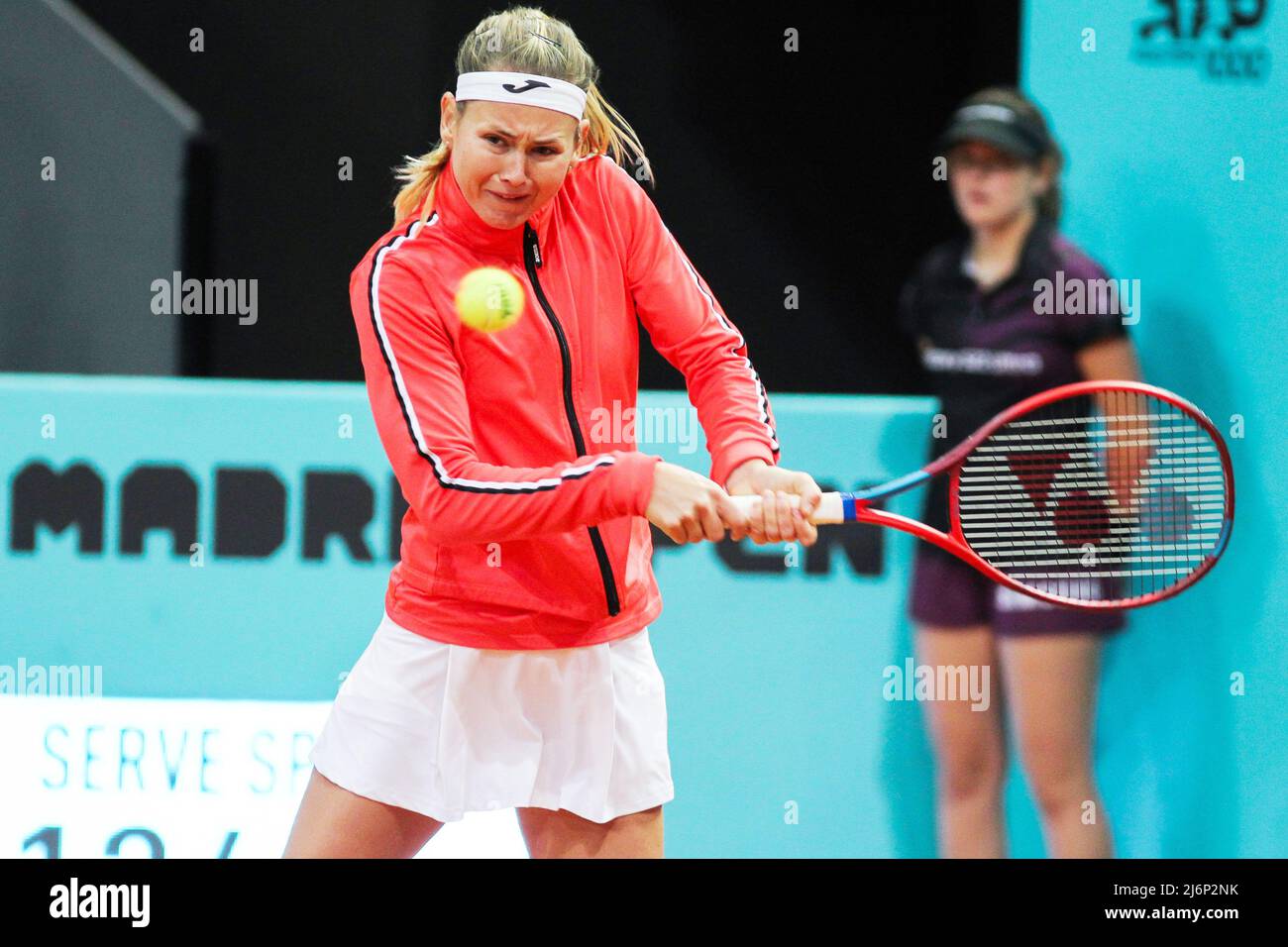 May 2, 2022, Madrid, Spain: Marie Bouzkova from Czech Republic in action  against Ekaterina Alexandrova from Russia during the Mutua Madrid Open 2022  tennis tournament on May 2, 2022 at Caja Magica