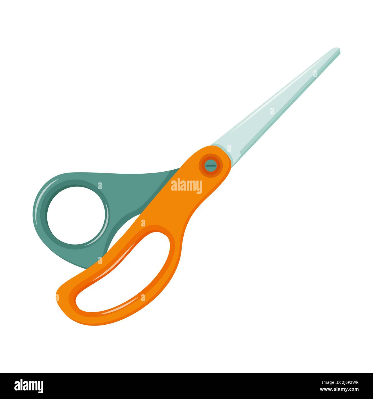 Closed scissors realistic shape sewing or school. Stationery for creativity, cutting, tailoring. scissors with plastic handles, closed. Color vector i Stock Vector