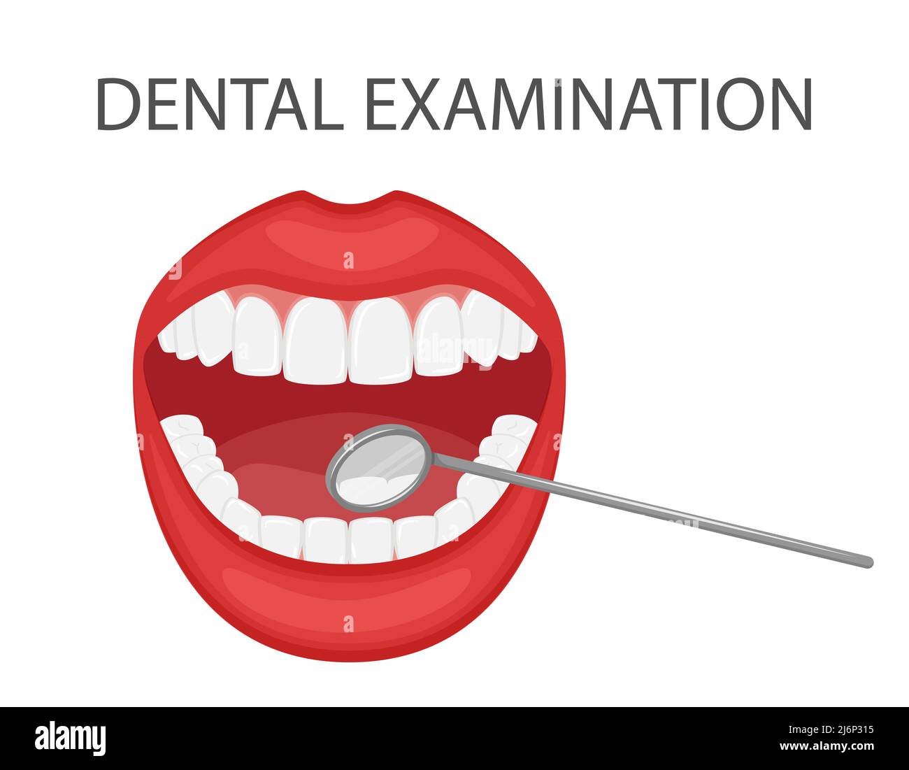 Dental examination of teeth with a mirror and tools. Professional