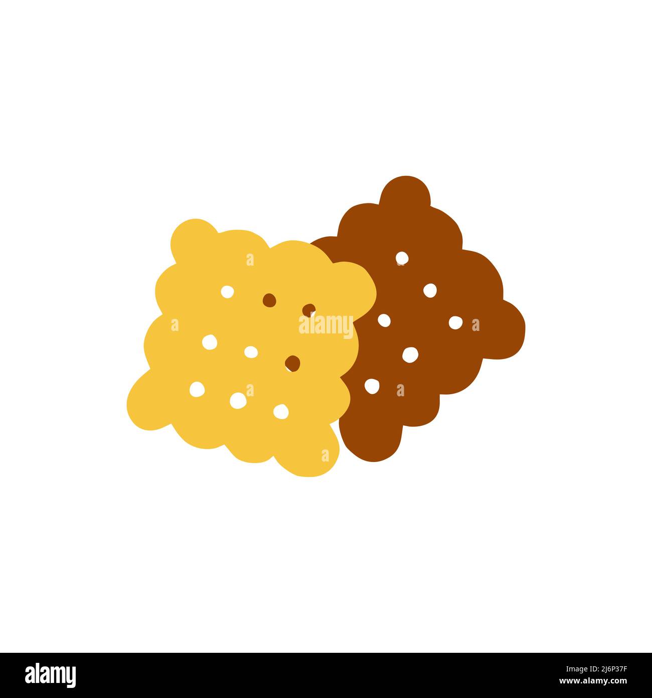 Cookies with holes in the Doodle style. Biscuit for tea. A hug, a cozy home, comfort. Hand drawn and isolated on a white background. Color vector illu Stock Vector