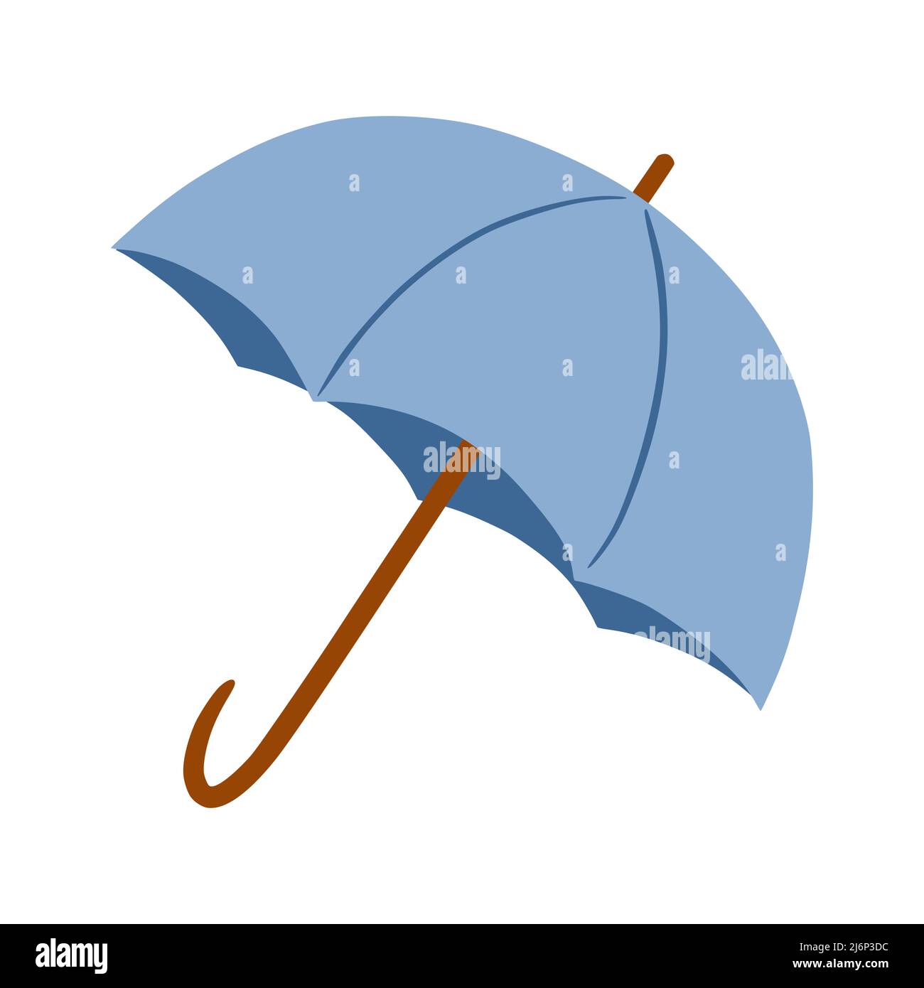 Open umbrella-walking stick. Accessory for rainy autumn weather. Cozy autumn. Hand drawn and isolated on a white background. Color vector illustration Stock Vector