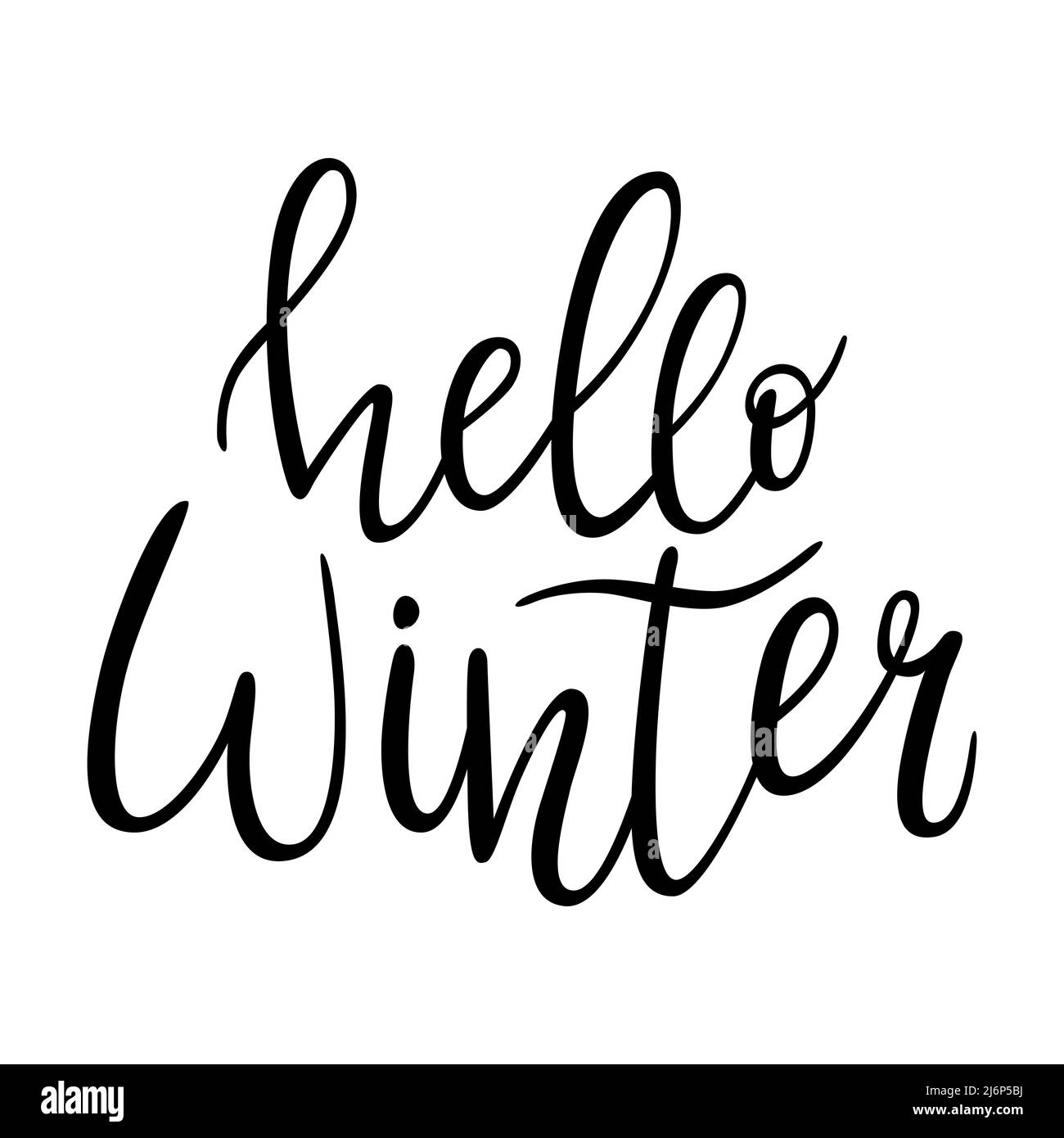 Handwritten inscription, words-Hello winter. The letters are hand-drawn ...