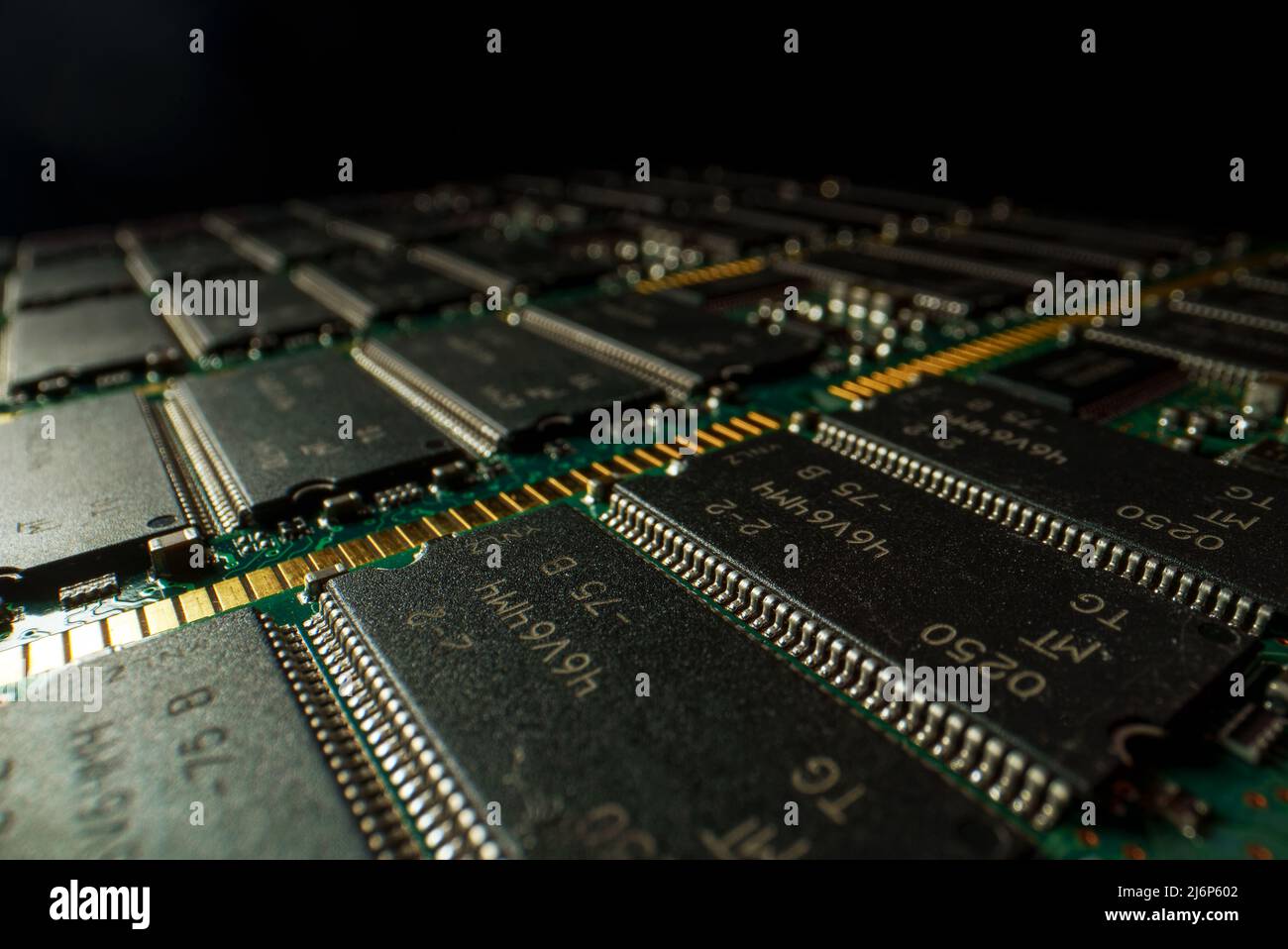 Printed circuit board with electronic components. Stock Photo