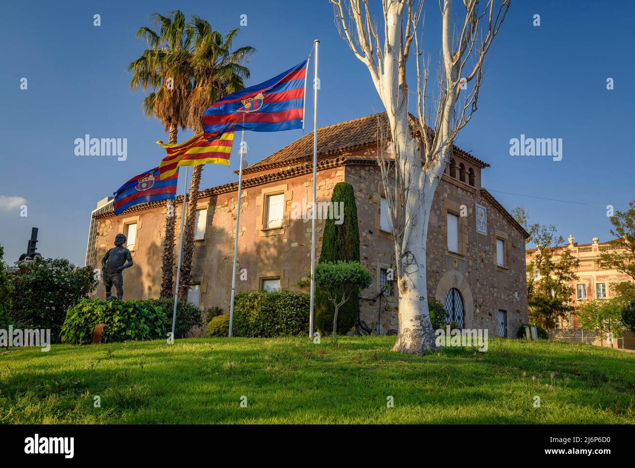 La Masia, former residence of the young soccer players of the FC Barcelona youth academy, located next to the Camp Nou (Barcelona, Catalonia, Spain) Stock Photo