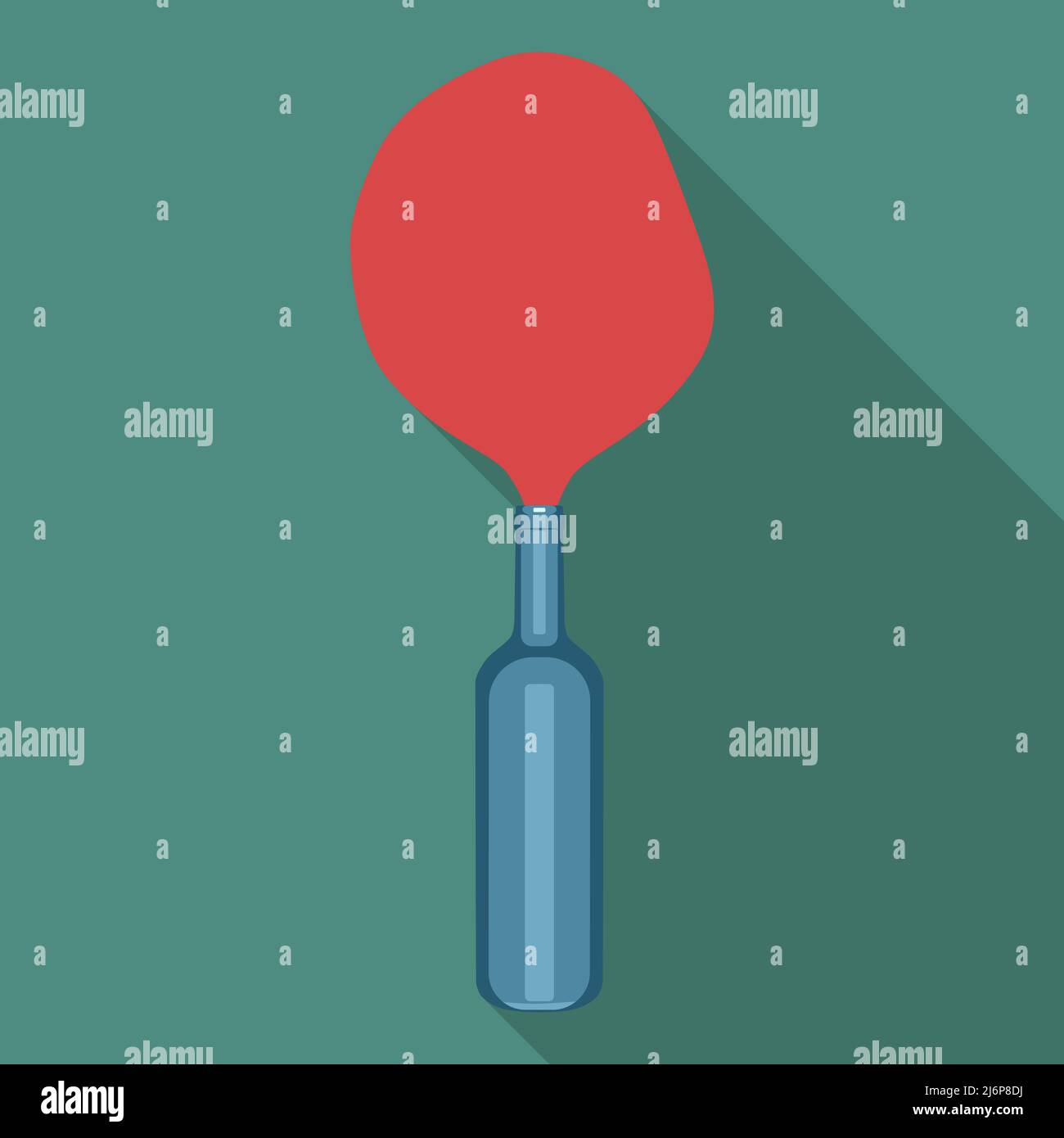 Bottle with spilled wine icon. Vector illustration with long shadow Stock Vector