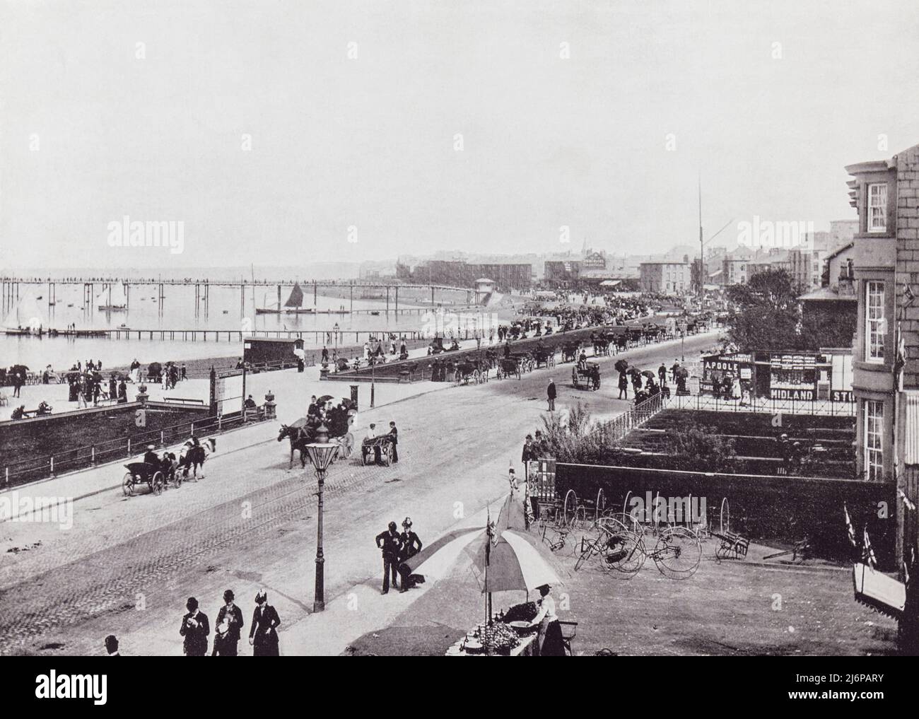 Morecambe, Lancashire, England.  The promenade in the 19th century.  From Around The Coast,  An Album of Pictures from Photographs of the Chief Seaside Places of Interest in Great Britain and Ireland published London, 1895, by George Newnes Limited. Stock Photo