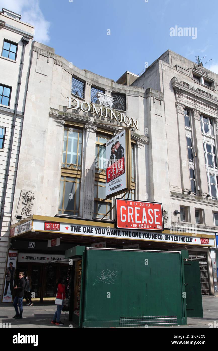 Outside Dominion Theatre showing Grease the Musical on Tottenham Court