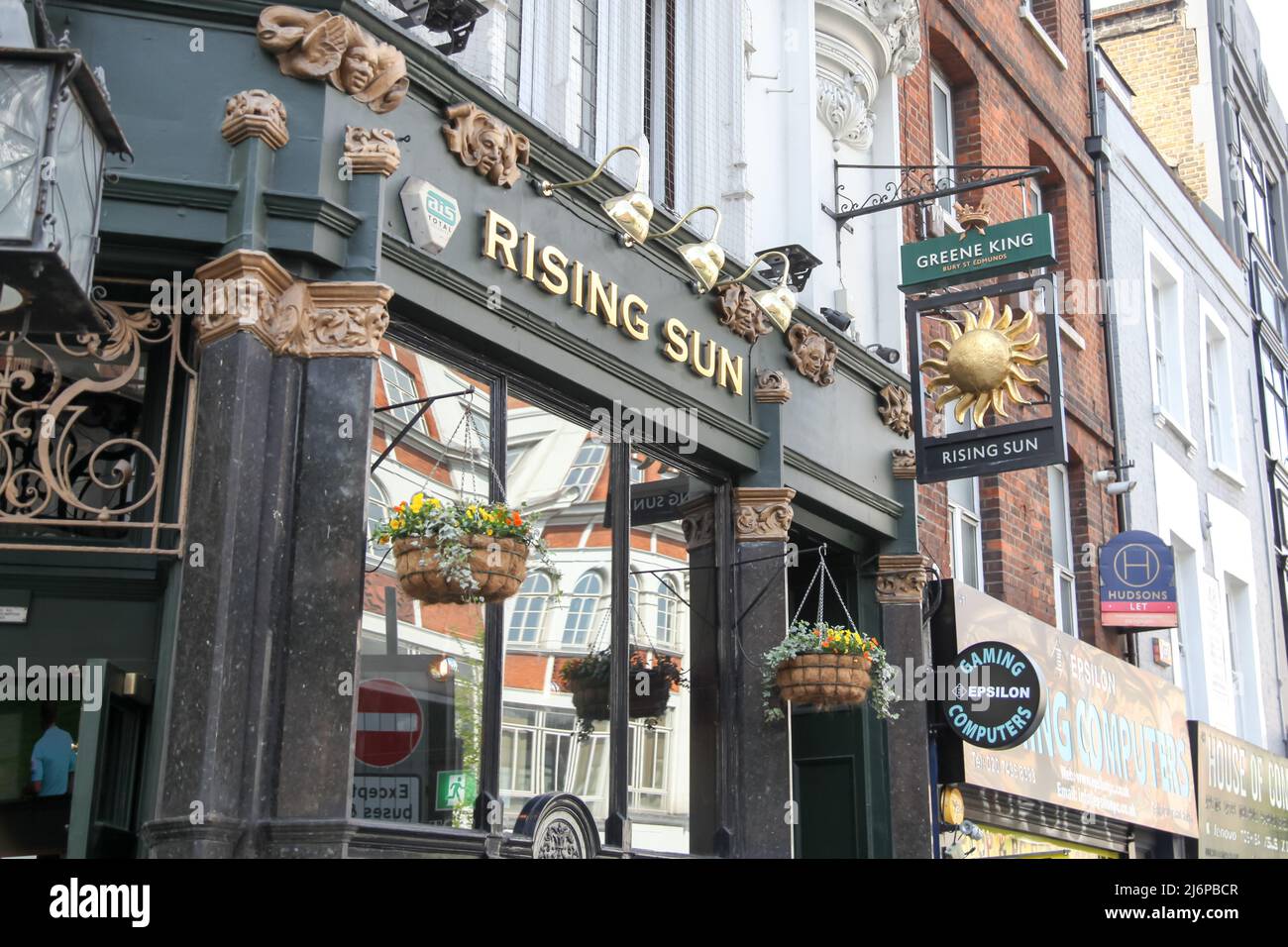 The Rising Sun public house 'pub' on Tottenham Court Road, City of London, England, UK, 2022