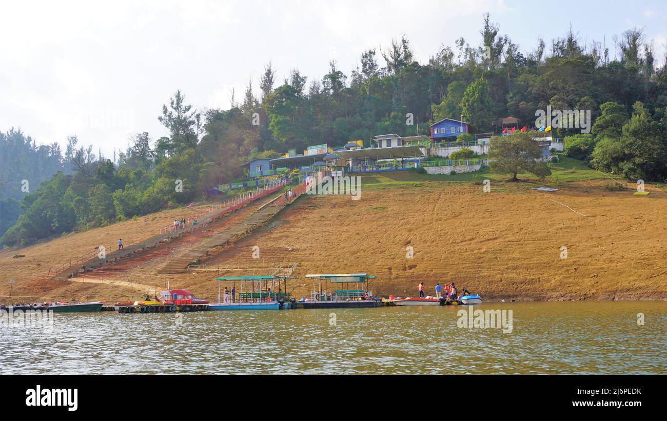 Ooty,Tamilnadu,India-April 30 2022: Boating in beautiful Pykara Lake, Ooty, Tamilnadu. Awesome experience for tourists. Stock Photo