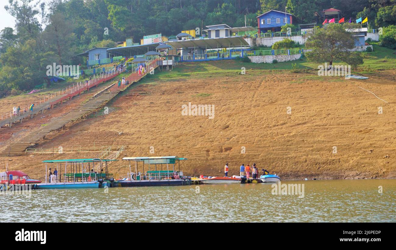 Ooty,Tamilnadu,India-April 30 2022: Boating in beautiful Pykara Lake, Ooty, Tamilnadu. Awesome experience for tourists. Stock Photo