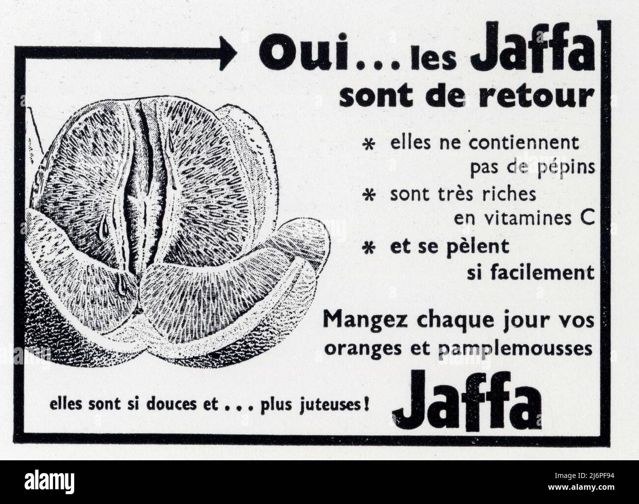 Publicité ancienne,  Les Jaffal, oranges et pamplemousses Stock Photo